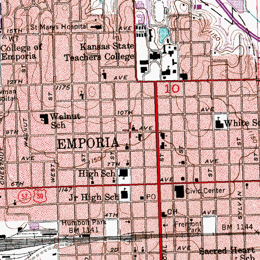 Topographic Map of Centro Cristiano de Emporia de las Asambleas de Dios, KS