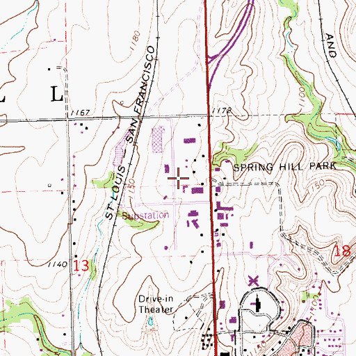 Topographic Map of First Assembly of God Church, KS