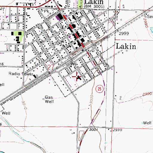 Topographic Map of Lakin Assembly of God Church, KS