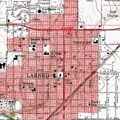 Topographic Map of Larned Assembly of God Church, KS
