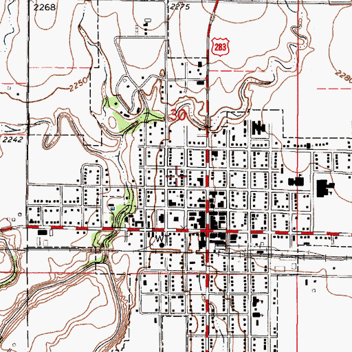 Topographic Map of Ness City Assembly of God Church, KS
