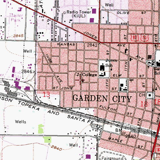 Topographic Map of Primera Asamblea de Dios, KS