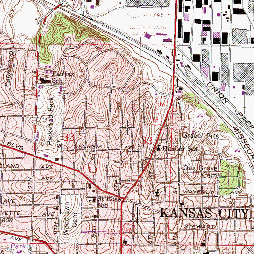Topographic Map of Grant Chapel African Methodist Episcopal Church, KS