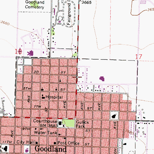 Topographic Map of Goodland Church of the Nazarene, KS