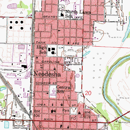 Topographic Map of Neodesha Church of the Nazarene, KS
