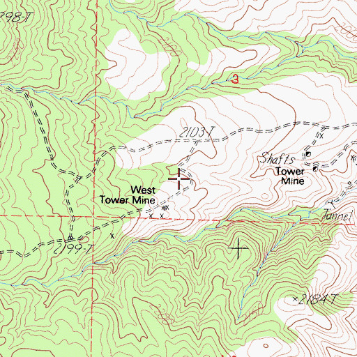 Topographic Map of West Tower Mine, CA