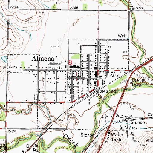 Topographic Map of Almena United Methodist Church, KS