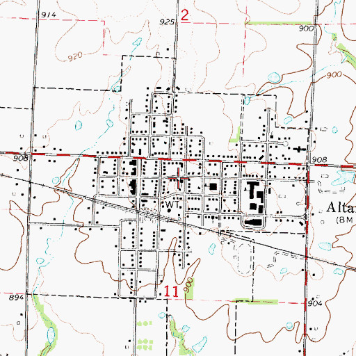 Topographic Map of Altamont United Methodist Church, KS