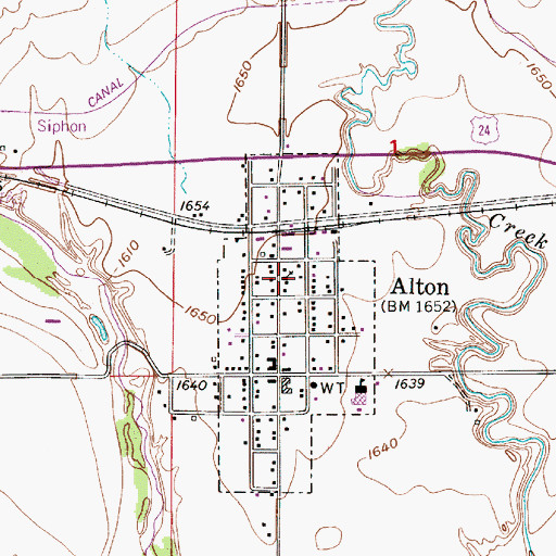 Topographic Map of Alton United Methodist Church, KS