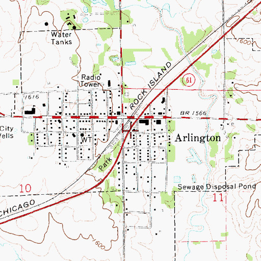 Topographic Map of Arlington United Methodist Church, KS