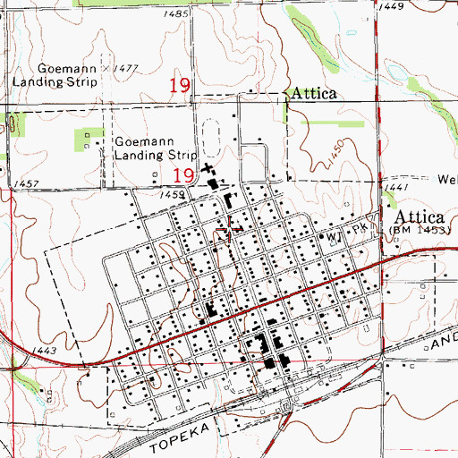 Topographic Map of Attica United Methodist Church, KS