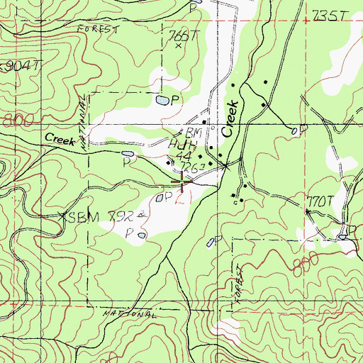 Topographic Map of West Tule Creek, CA
