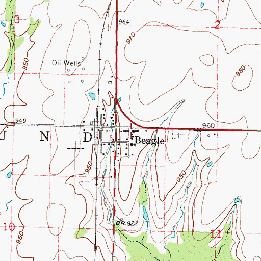 Topographic Map of Beagle United Methodist Church, KS
