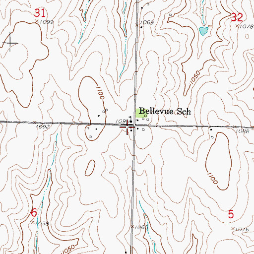 Topographic Map of Bellevue United Methodist Church, KS