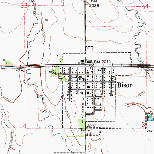 Topographic Map of Bison United Methodist Church, KS