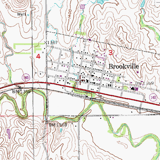 Topographic Map of Brookville United Methodist Church, KS