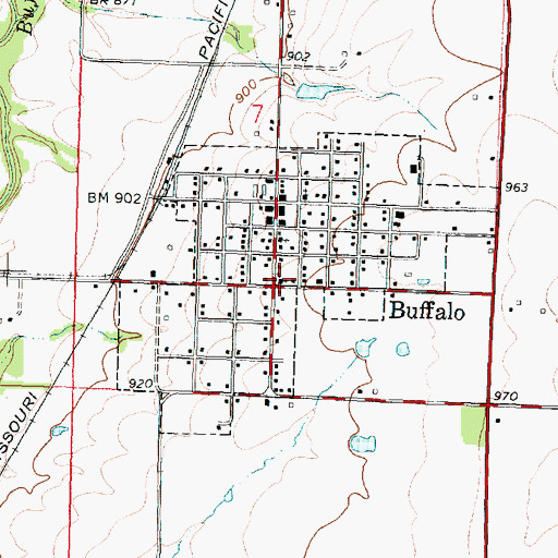 Topographic Map of Buffalo United Methodist Church, KS