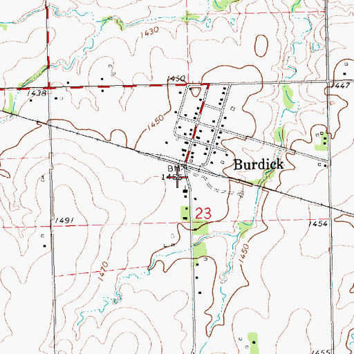 Topographic Map of Burdick United Methodist Church, KS