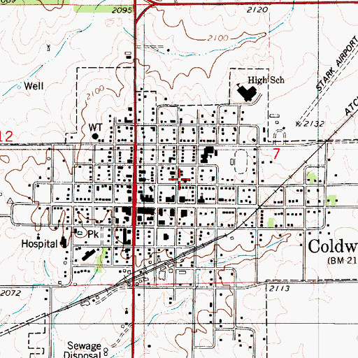 Topographic Map of Coldwater United Methodist Church, KS
