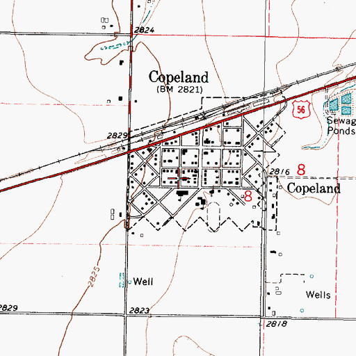 Topographic Map of Copeland Untied Methodist Church, KS