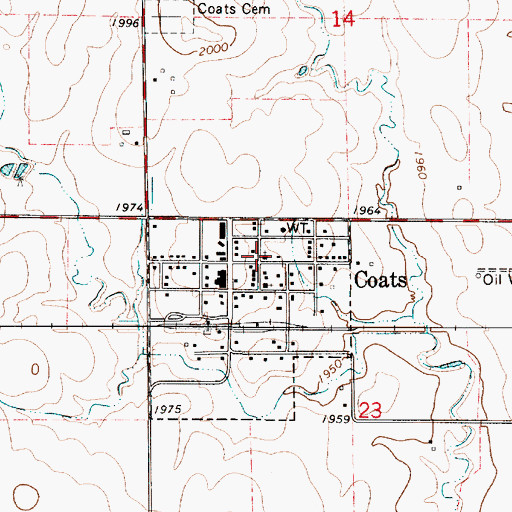 Topographic Map of Coats Grace United Methodist Church, KS