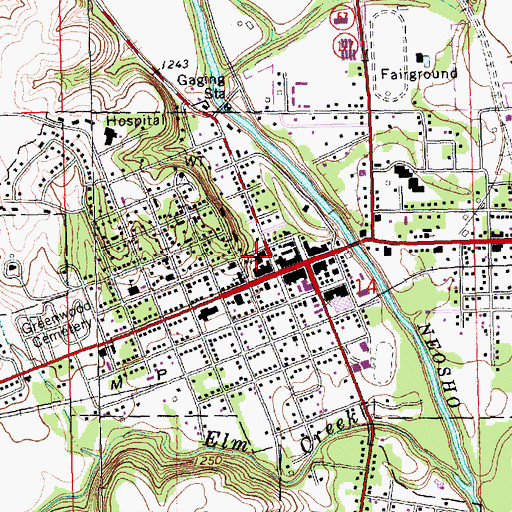 Topographic Map of Council Grove United Methodist Church, KS