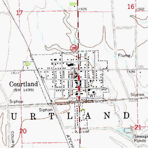 Topographic Map of Courtland United Methodist Church, KS