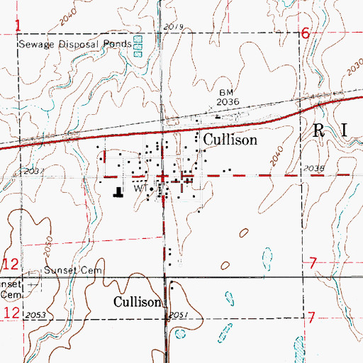 Topographic Map of Cullison United Methodist Church, KS