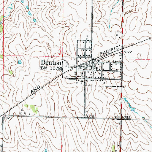 Topographic Map of Denton United Methodist Church, KS