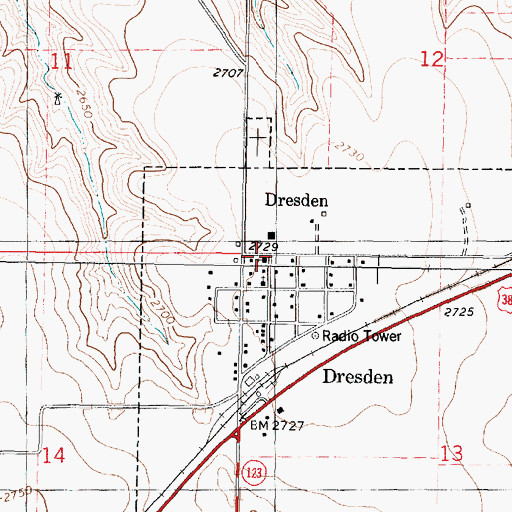Topographic Map of Dresden United Methodist Church, KS