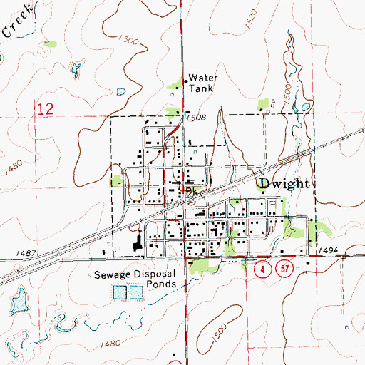 Topographic Map of Dwight United Methodist Church, KS