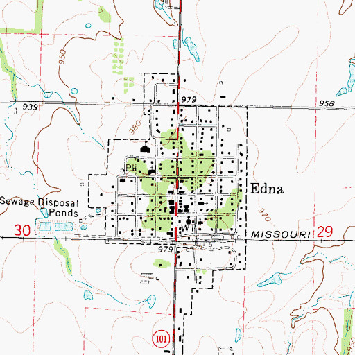 Topographic Map of Edna United Methodist Church, KS