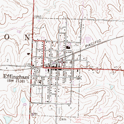 Topographic Map of Effingham Union Church, KS