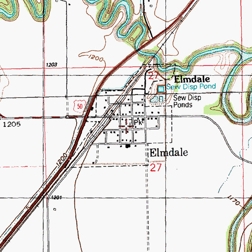 Topographic Map of Elmdale United Methodist Church, KS
