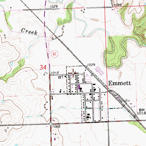 Topographic Map of Emmett United Methodist Church, KS