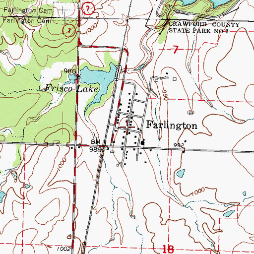 Topographic Map of Farlington United Methodist Church, KS
