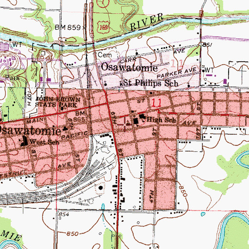 Topographic Map of First United Methodist Church, KS
