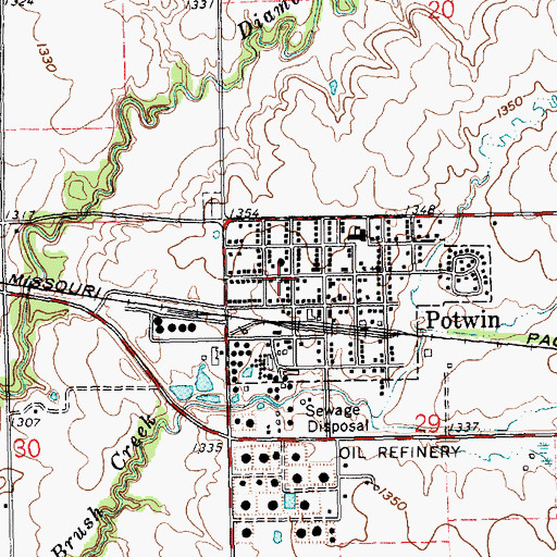 Topographic Map of First United Methodist Church of Potwin, KS