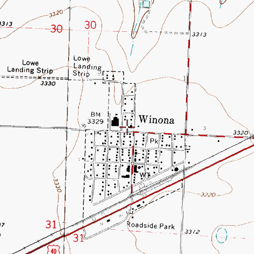 Topographic Map of First United Methodist Church of Winona, KS