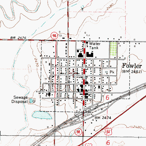 Topographic Map of Fowler United Methodist Church, KS