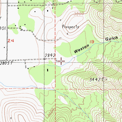 Topographic Map of Weston Gulch, CA