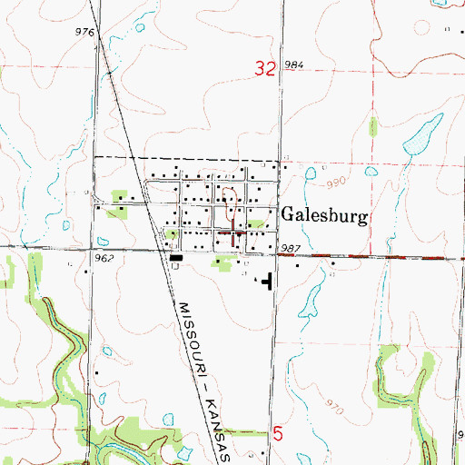 Topographic Map of Galesburg United Methodist Church, KS
