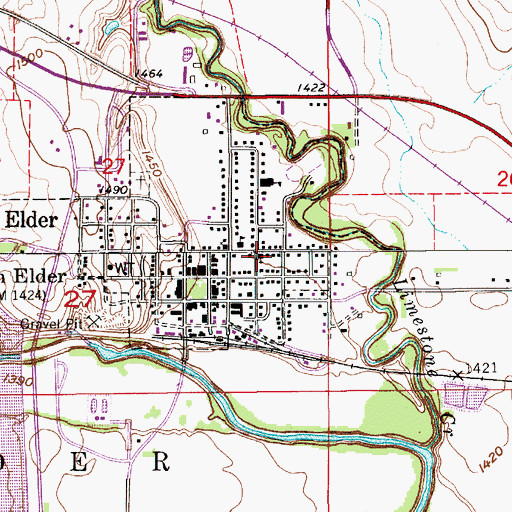 Topographic Map of Glen Elder United Methodist Church, KS