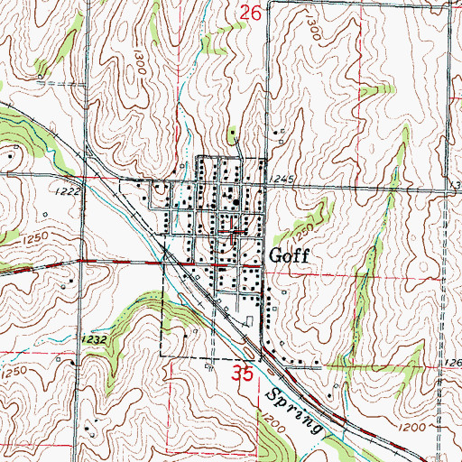 Topographic Map of Goff United Methodist Church, KS