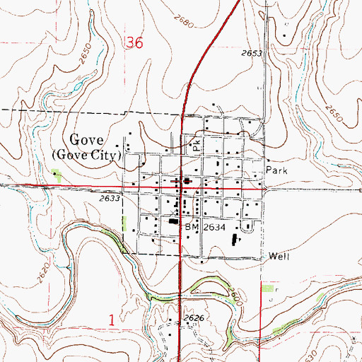 Topographic Map of Gove United Methodist Church, KS