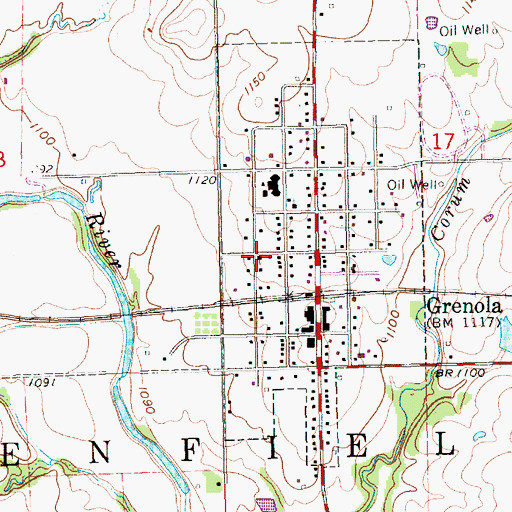 Topographic Map of Grenola United Methodist Church, KS