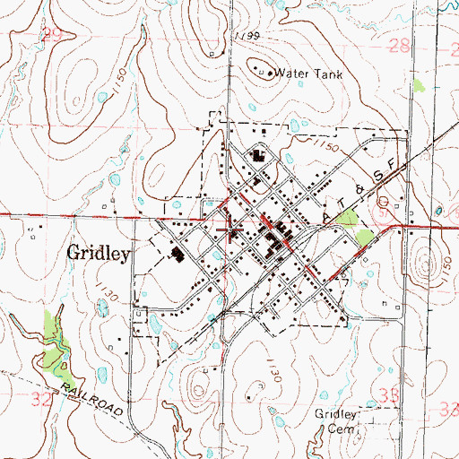 Topographic Map of Gridly United Methodist Church, KS