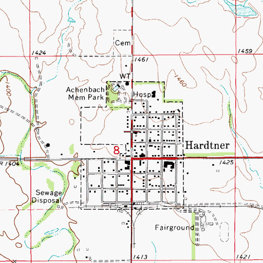Topographic Map of Hardtner United Methodist Church, KS