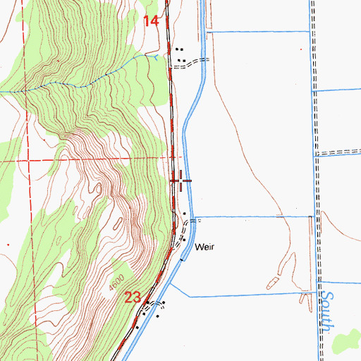 Topographic Map of Westside Canal, CA