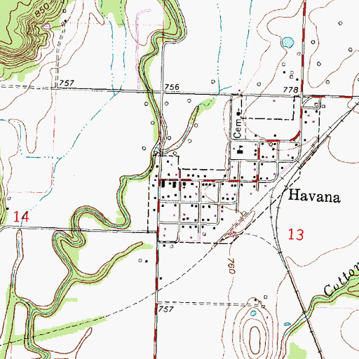 Topographic Map of Havana United Methodist Church, KS